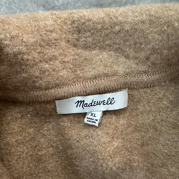 Madewell Boiled Wool Tan Popover Half Zip Sweater Women's XL - Picture 4 of 8